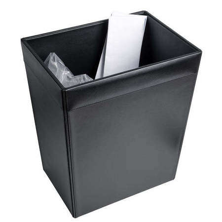 Dacasso Classic Black Leather 32 Quart˜Waste Basket AG-1032